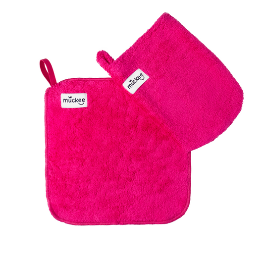 Pink Kids Washcloth Set | Meals & Bath Reusable Cotton Duo