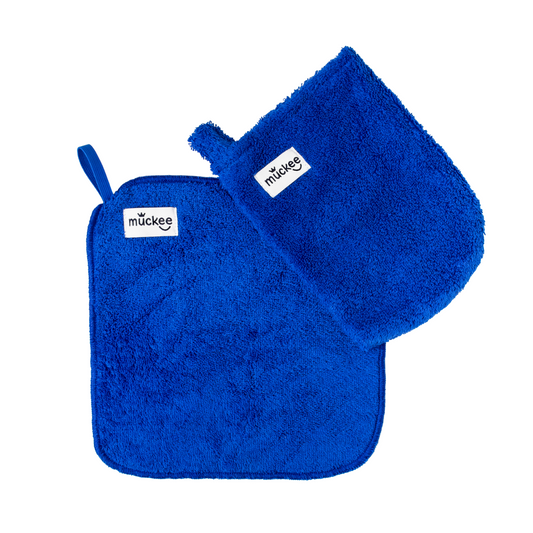 Blue Kids Washcloth Set | Meals & Bath Reusable Cotton Duo
