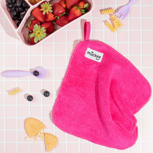 Pink Kids Meals Washcloth | Reusable Cotton Muckee Wash