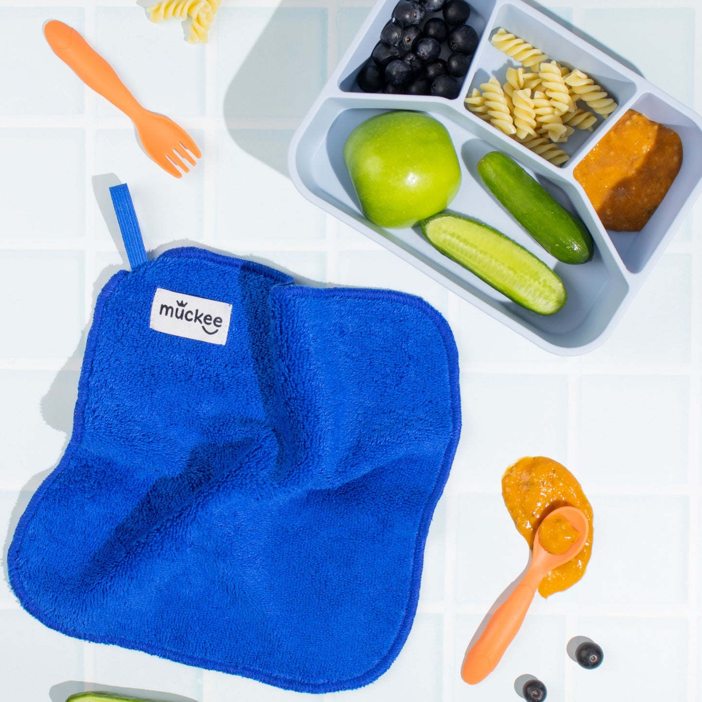 Blue Kids Washcloth Set | Meals & Bath Reusable Cotton Duo
