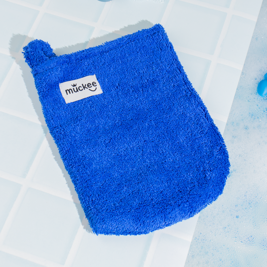 Blue Kids Bath Washcloth | Cotton Reusable Muckee Mitt