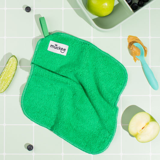 Green Kids Meals Washcloth | Reusable Cotton Muckee Wash